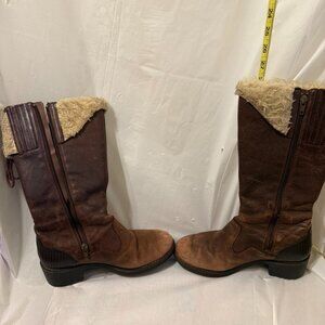 Merrell Womens Brown Leather Winter Boots Faux Fur Lined Size 6.5